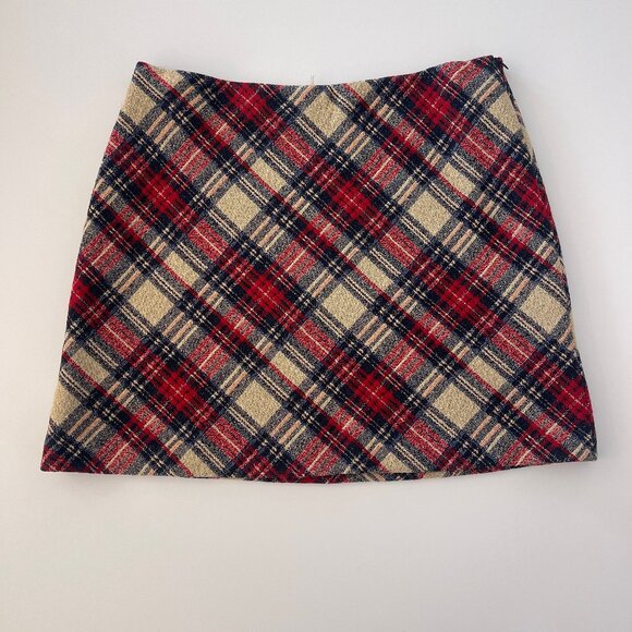 Ann Mashburn: Plaid Penny Skirt Red/Blue/Natural Tartan Jacquard XL - Picture 2 of 7